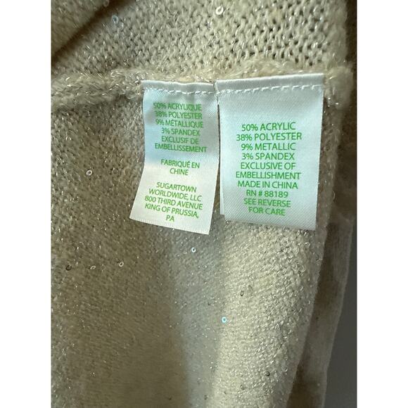 Lilly Pulitzer Plus Tatum Sequined Cardigan Sweater Coconut Metallic Size XXL - Picture 10 of 10